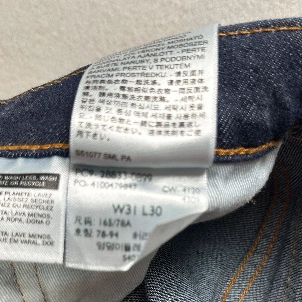 Levis Premium 512 Slim Taper Jeans Mens 31x28 Dark Indigo Wash Blue Denim Big E